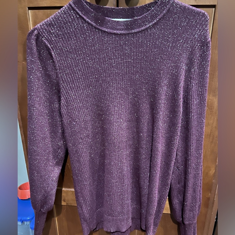 Loft, crewneck, lightweight sweater, size large, balloon sleeve